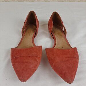 Madewell Size 6 Coral Suede Pointed Toe D'Orsay Flats Style A3710 Leather Lined